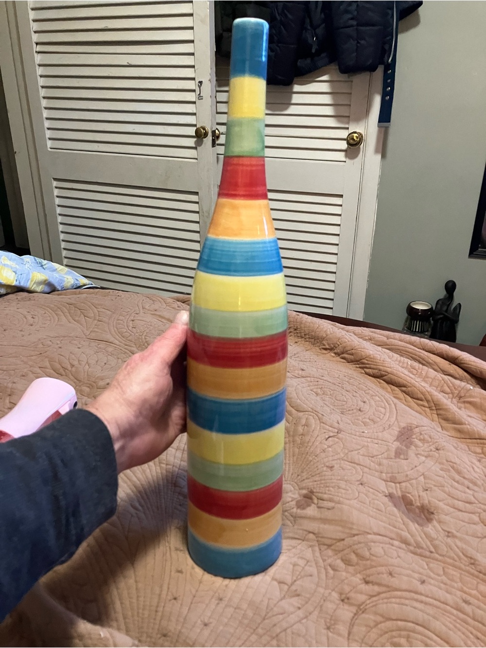 Tall Contemporary Striped Bottle Vase